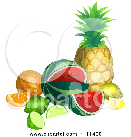 Clipart of a Tropical Pineapple Fruit.