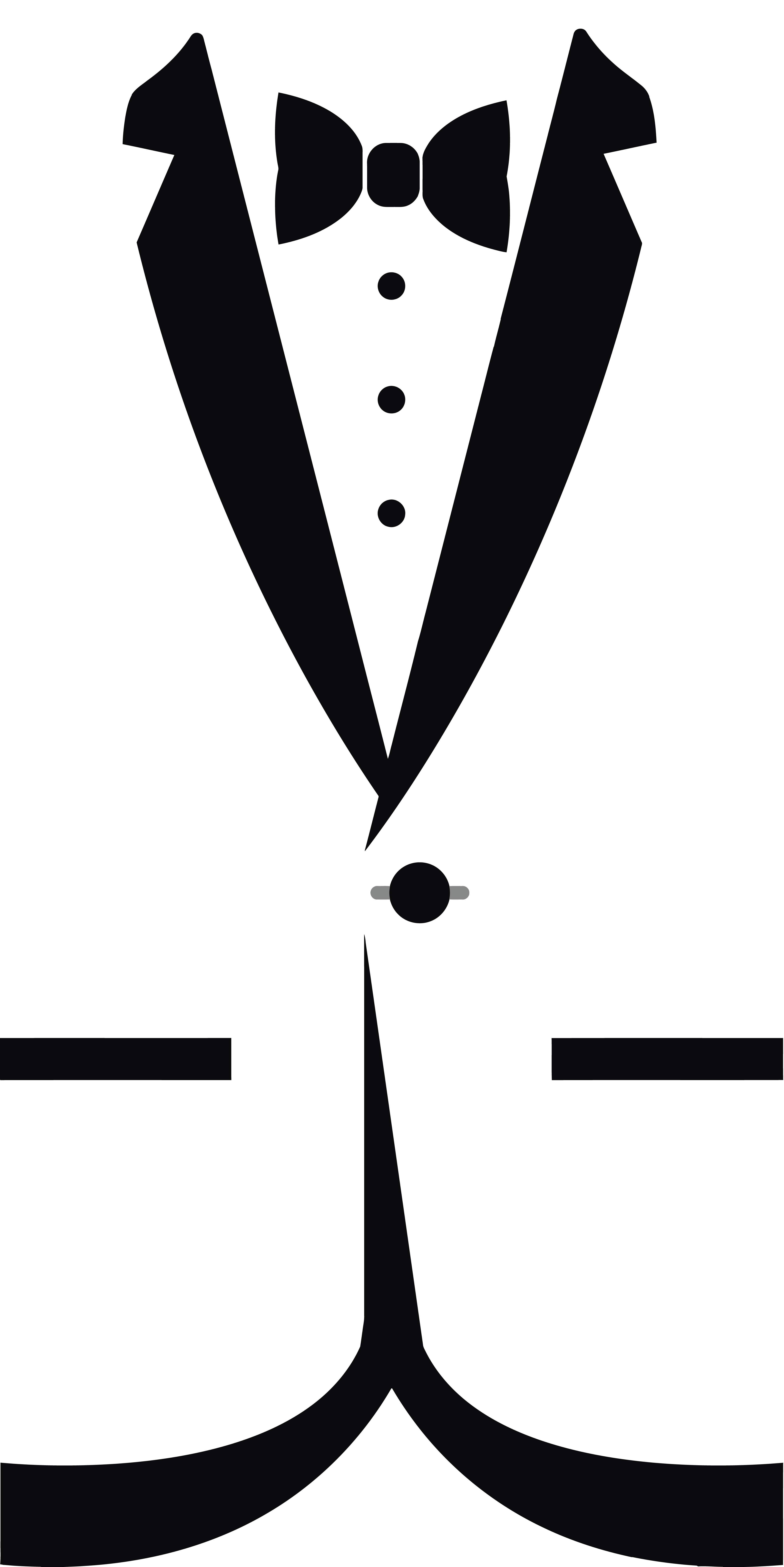 Clipart Of A black and white formal bow tie and tuxedo.