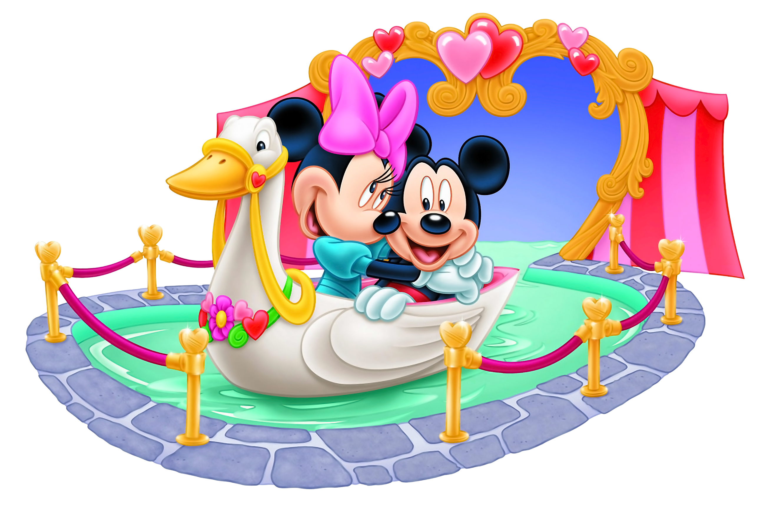 Mickey and Minnie Mouse Tunnel of Love PNG Clipart Image.