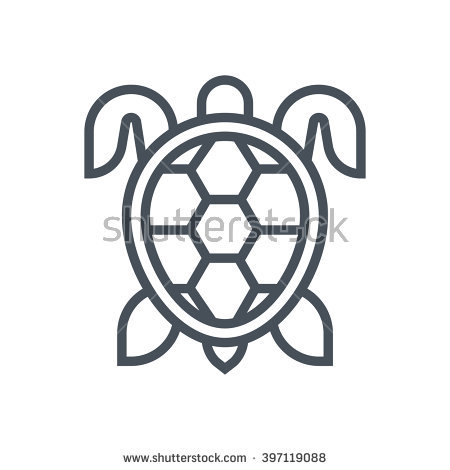 Sea Marine Turtle Top View Line Stock Vector 435156253.