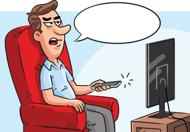 People Watching Television Drawings Clip Art, Vector Images.