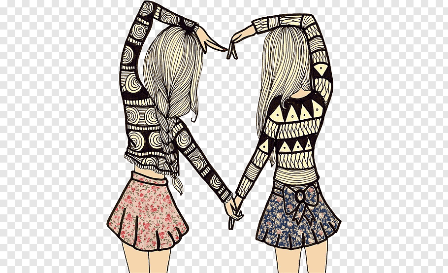 Twin female illustration, Best friends forever Friendship.