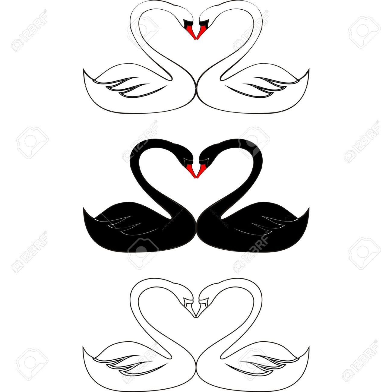 Swan Heart Clipart.