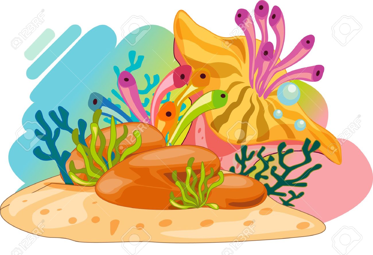 Colourful Ocean Plants And Bubbles Royalty Free Cliparts, Vectors.