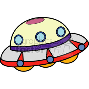 cartoon UFO clipart. Royalty.