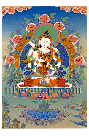 Vajrasattva And Consort Postcard by Chewang Dorje.