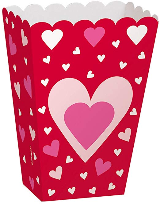 Heart Valentine\'s Day Popcorn Treat Boxes, 6ct.