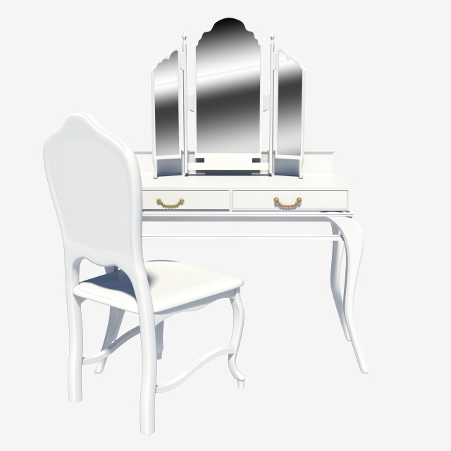 White European Dressing Table Vanity Mirror, White, European.