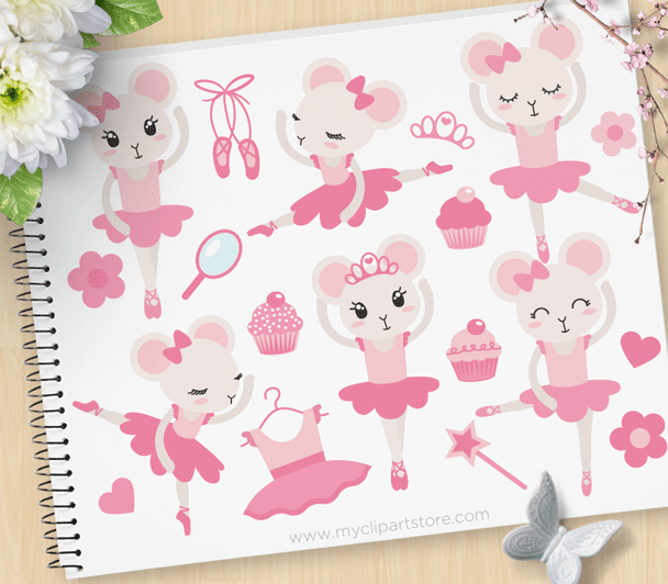 Mouse Ballerina Clipart.