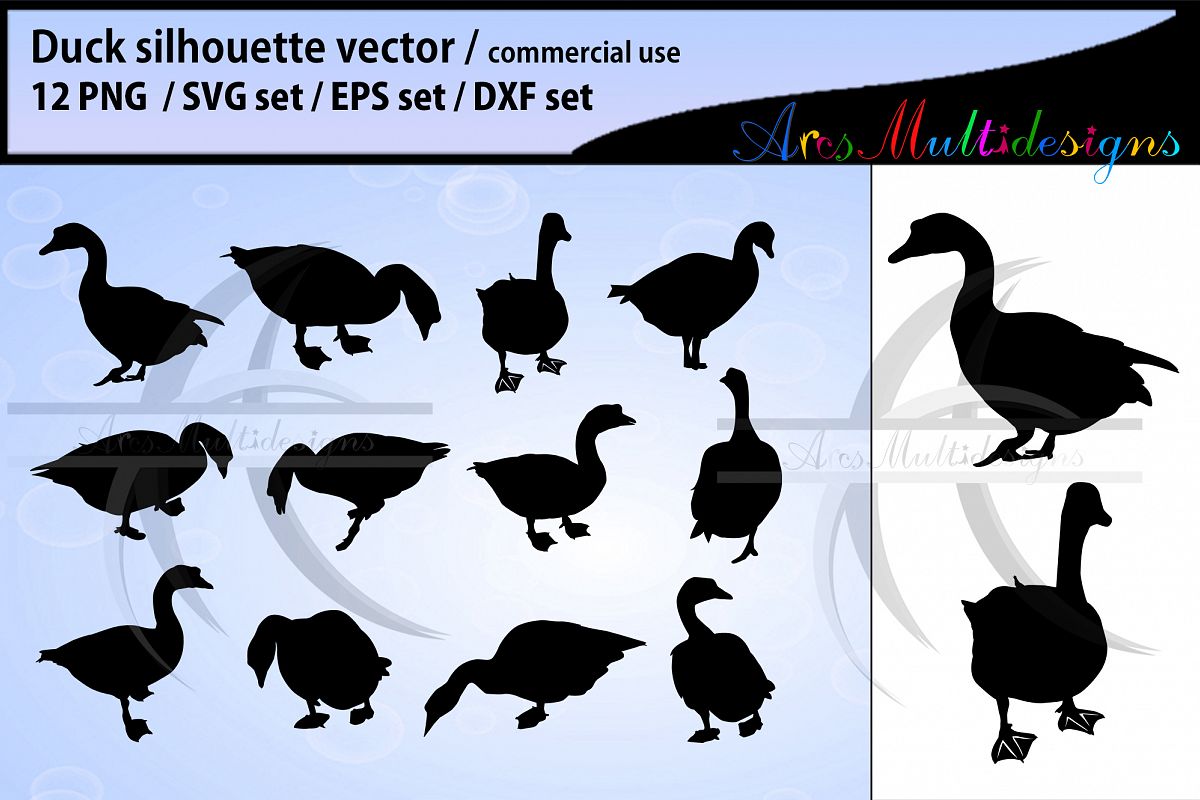 Duck silhouette svg duck clipart duck vector.