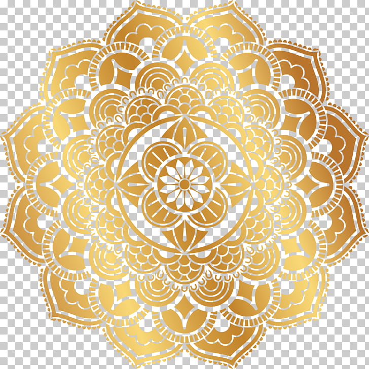 Adhesivo mandala dorado, motivo con motivos, patrón retro.