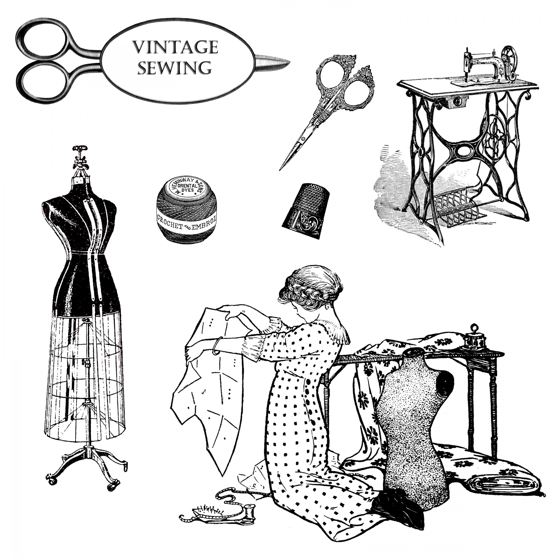 Vintage sewing clipart free stock photo public domain.