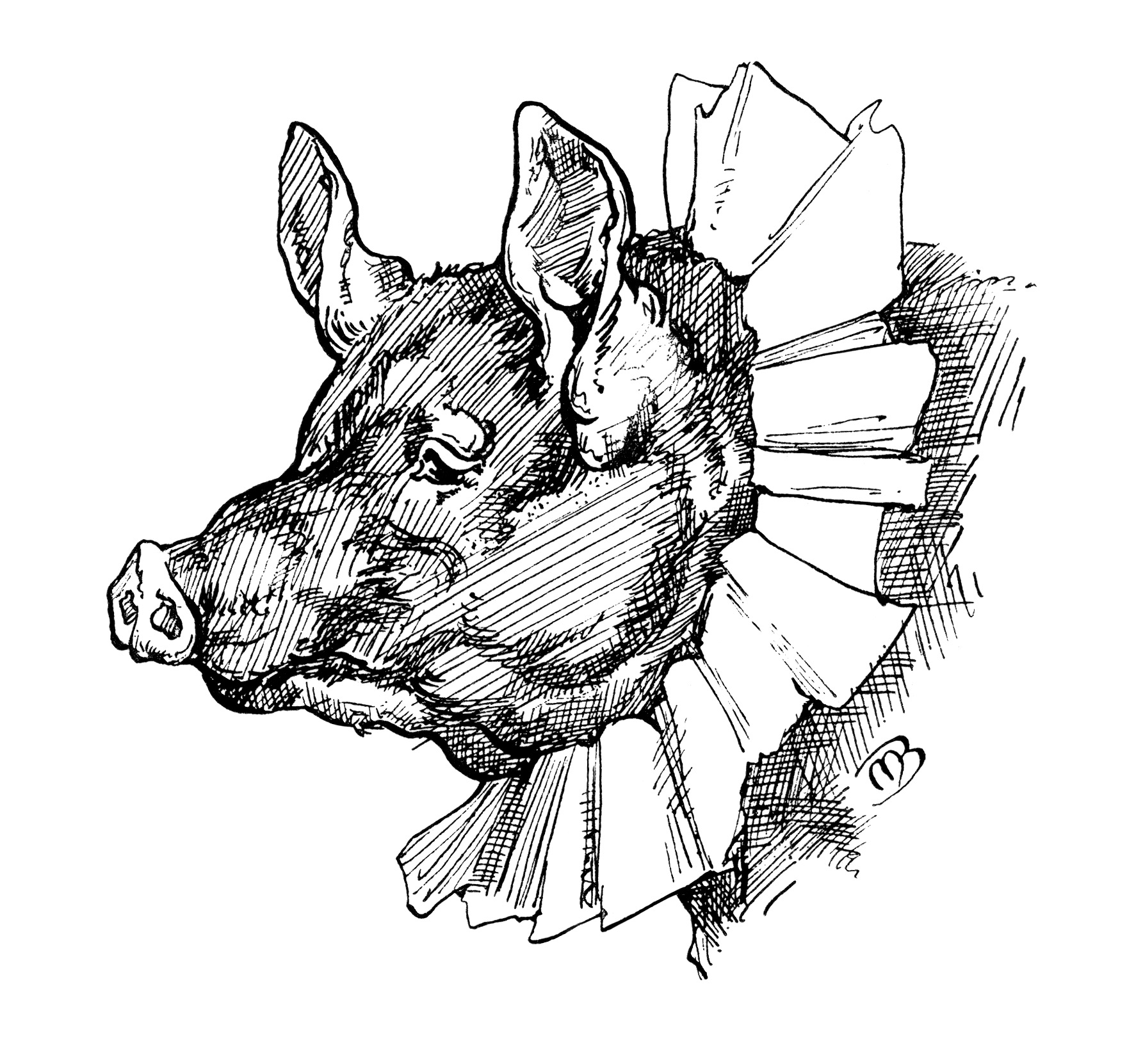 Whimsical Storybook Pig ~ Free Vintage Clip Art.