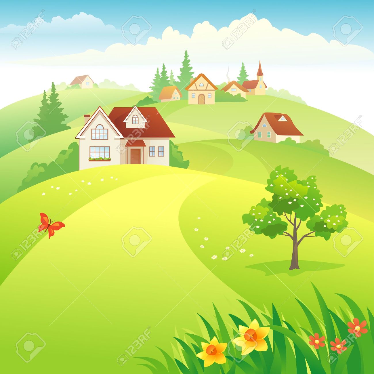 Village clipart rural place.