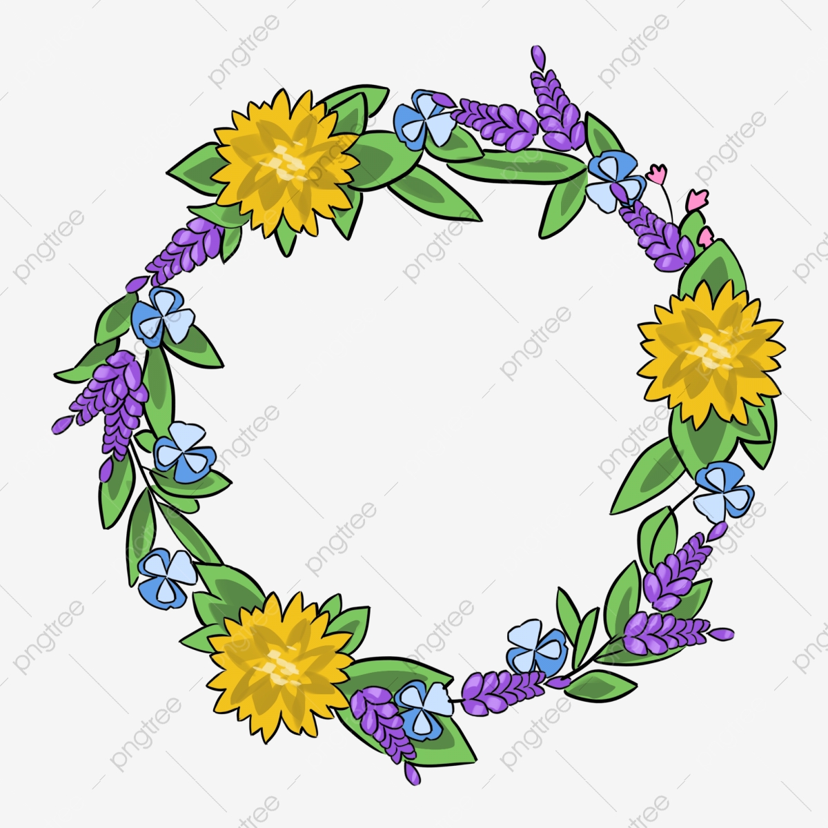 Colorful Simplicity Flower Vine Circle Border Texture.