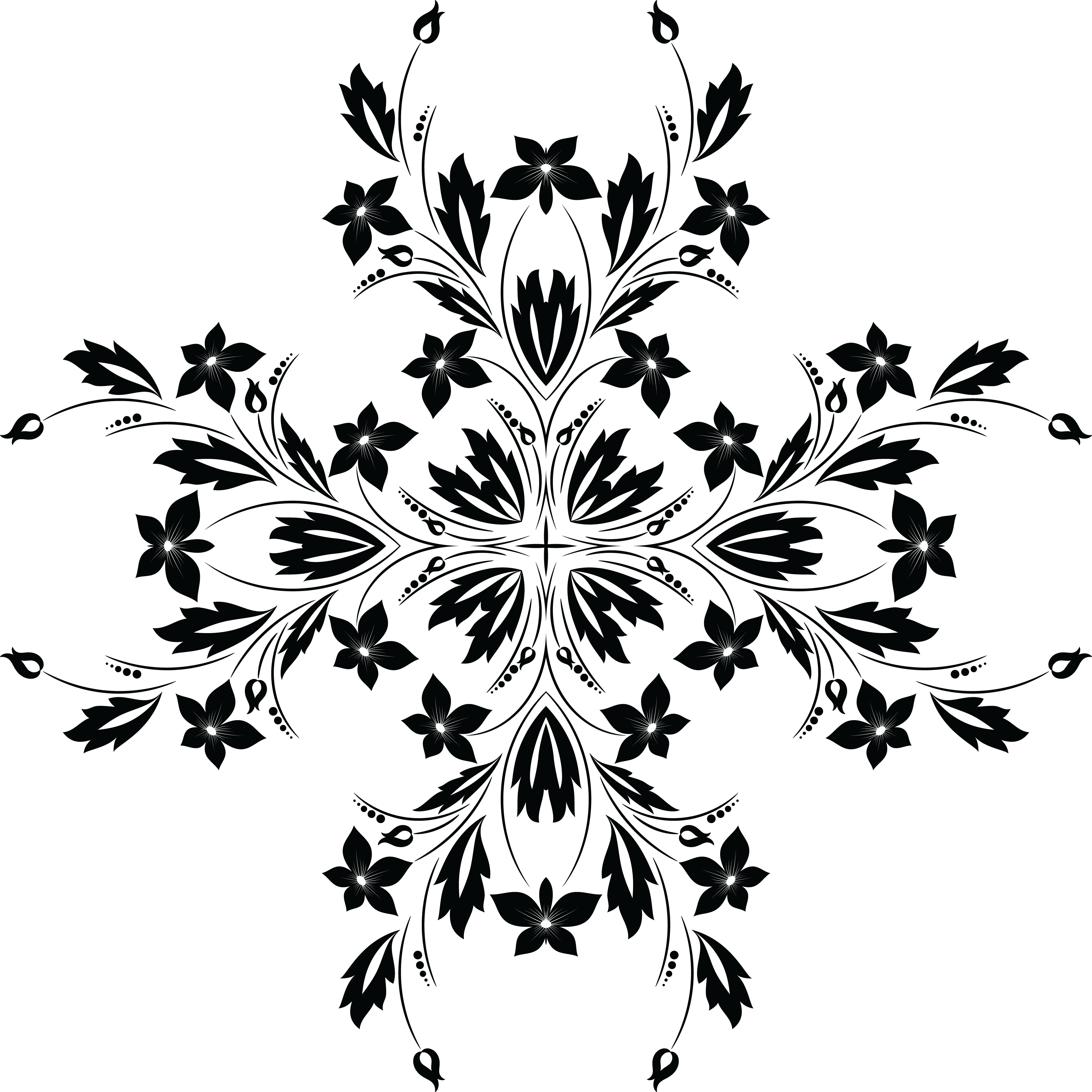 Free Clipart Of A Black And White Floral #118042.