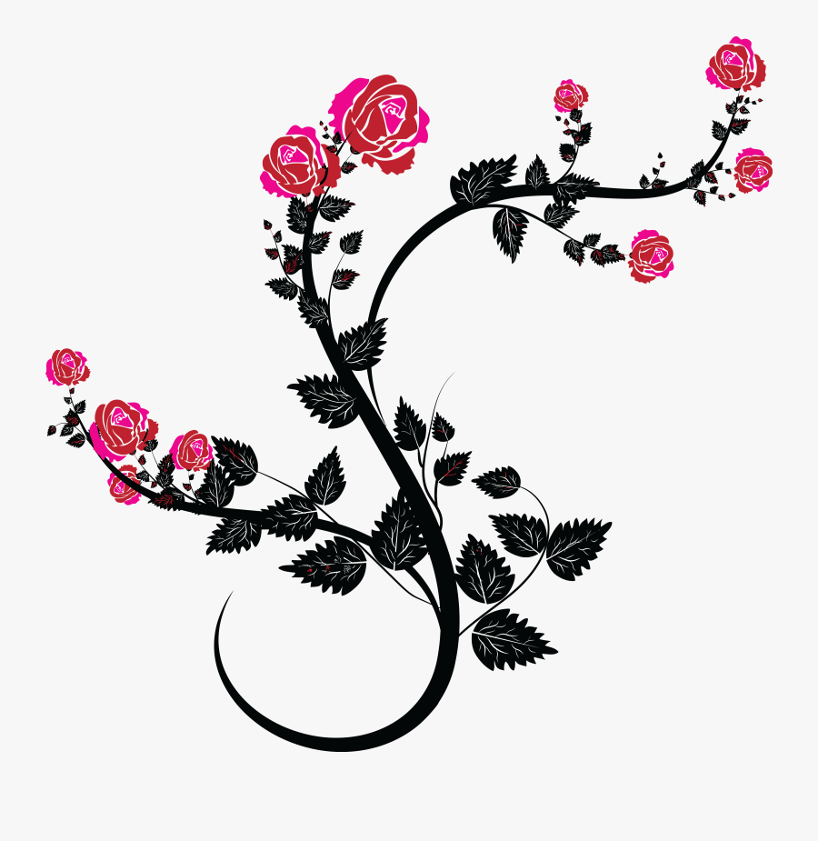 Rose Vine Drawing Clip Art.