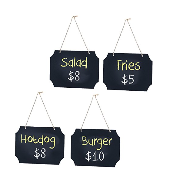 Fsc Rustic Vintage Style Frame 4 Sets Hanging Mini Wooden Chalkboard Signs.