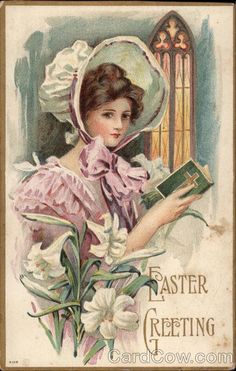 vintage easter postcard, angel clip art, old fashioned easter card.