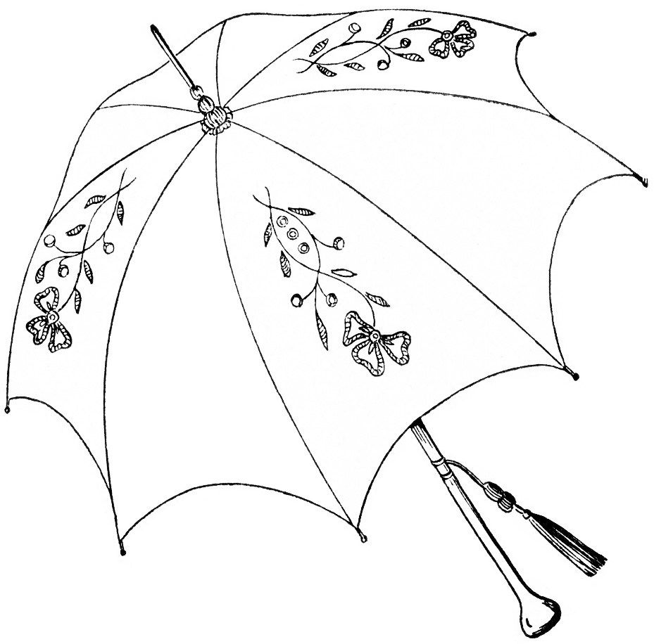 vintage parasol clipart, antique clip art umbrella, parasol.