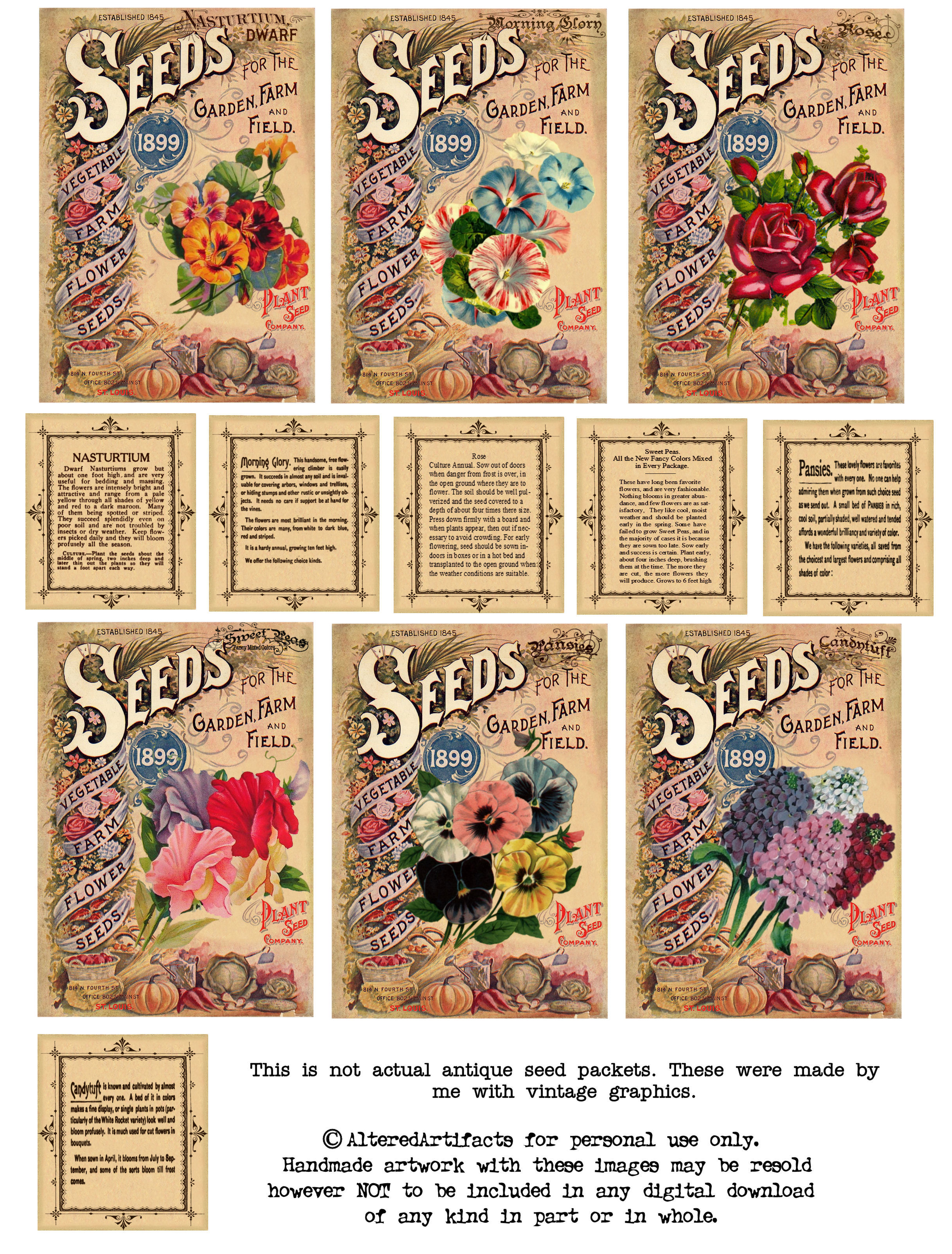 ALTERED ARTIFACTS: Free Antique Flower Seed Packets Printable.