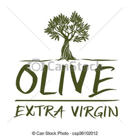 Vector Clip Art of Vector Green Olive Tree. Extra Virgin.