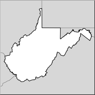 Clip Art: US State Maps: West Virginia Grayscale I abcteach.