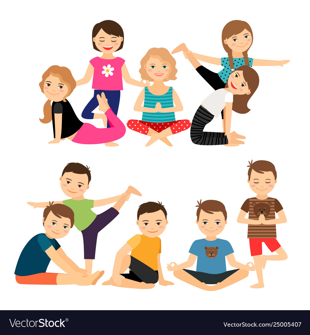 Kids groups in yoga poses.