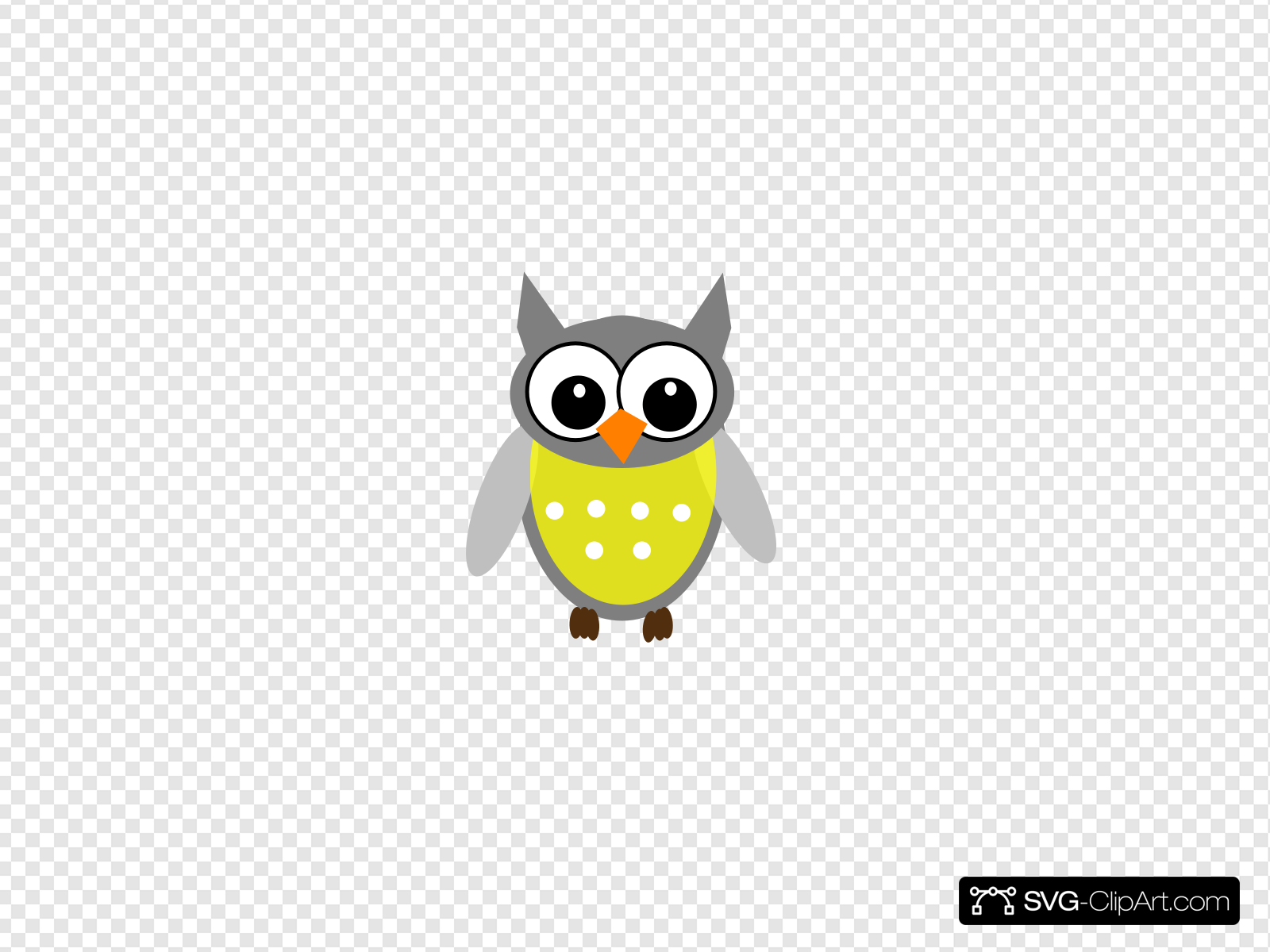 Yellow Gray Owl Clip art, Icon and SVG.