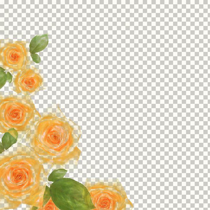 Rose watercolor floral border albums, yellow and green roses.