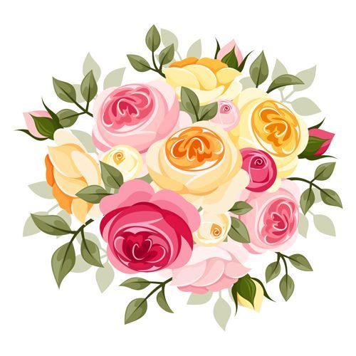 yellow miniature roses vintage clip art.