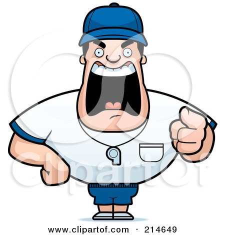 Clipart Of A Happy Brunette White Male Sports Coach or Gym Teacher.