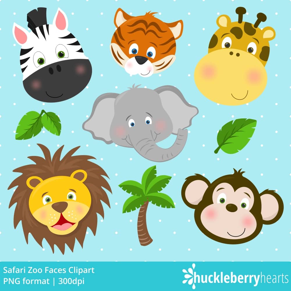 Safari Zoo Faces Clipart.