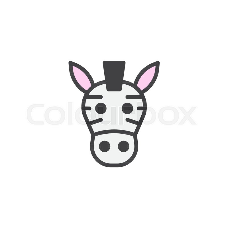 Zebra head filled outline icon, line.