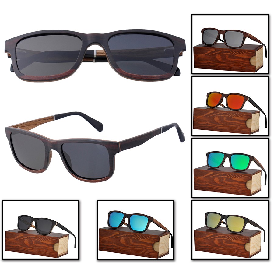 HW004 Slim Ebony Zebra Wood Acetate Wooden Sunglasses.