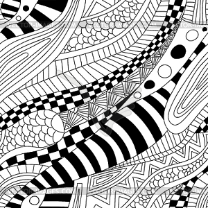 Abstract zentangle doodle waves seamless pattern.