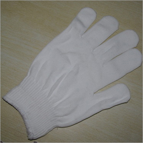 White Nylon Knitted Gloves