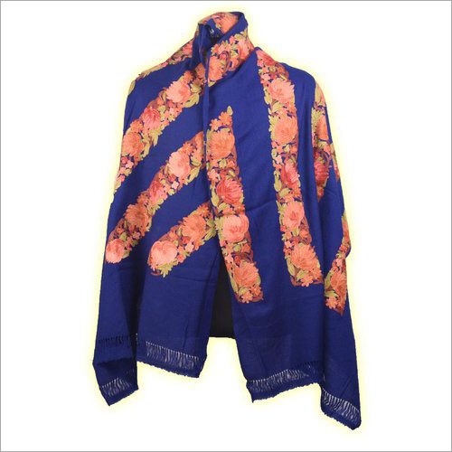 Blue Embroidery Designed Stole