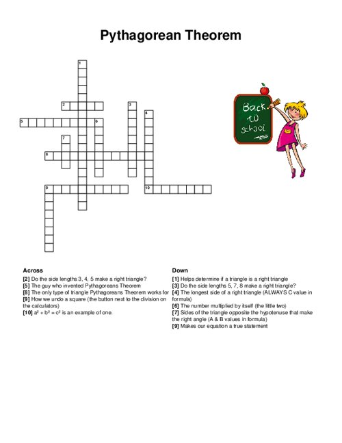 Pythagorean Theorem Crossword Puzzle