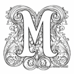 Cursive Style Letter M Coloring Sheets for Adults 3