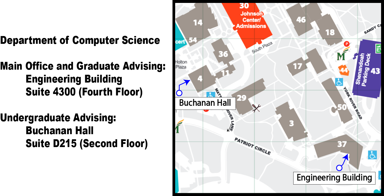 Map of the CS Buildings on Fairfax Campus