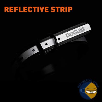 Dogline Biothane Translucent Reflective Waterproof Dog Collar Strong Coated Nylon Webbing with Black Hardware Odor- Proof for Easy Care Easy to Clean High Performance Fits Small Medium or Large Dogs