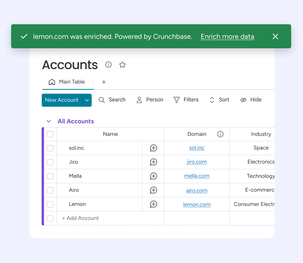 Crunchbase company enrichment