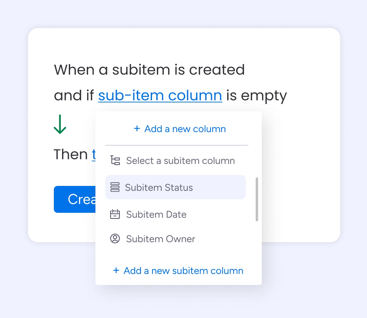 Automation condition   subitem empty 1