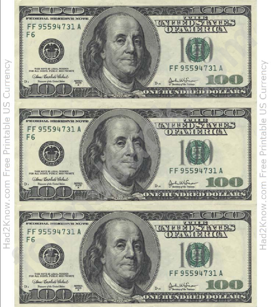 Fake 100 Dollar Bill Printable - Customize and Print