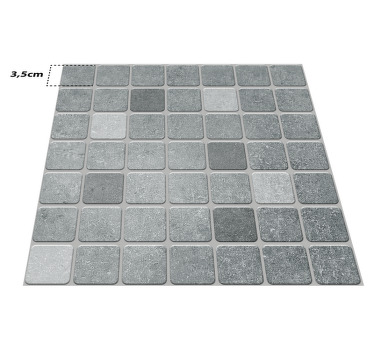 Alfombra vinilo baño mosaico gresite gris - TenVinilo