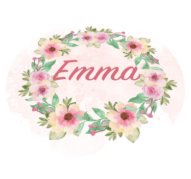 Tappeto in vinile con nome e corona di fiori - TenStickers