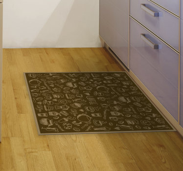 Merveilleux tapis de cuisine en vinyle café - TenStickers