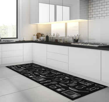 Pravokotna kuhinjska orodja moderna vinil preproga - TenStickers