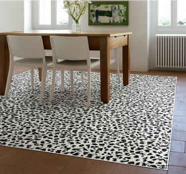 Alfombra vinílica comedor estampado de leopardo monocromático - TenVinilo